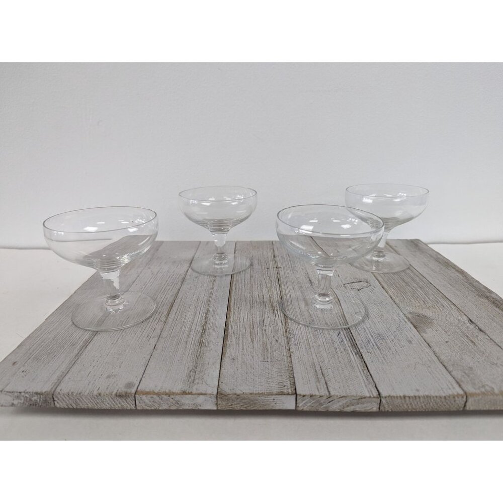 Set of 4 Sherbet Glasses Drinking Stemmed Clear Cocktail 3 1/4"